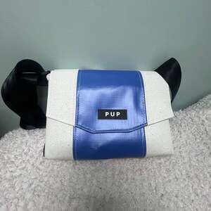 People for Urban Progress (PUP) Upcycled Handcrafted Messenger Bag Blue White EU